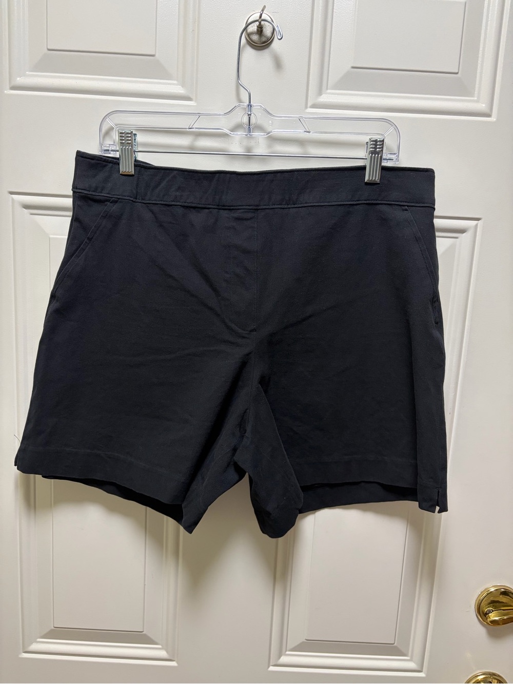 Spanx Black Polished Stretch-Cotton Shorts  Pullon L